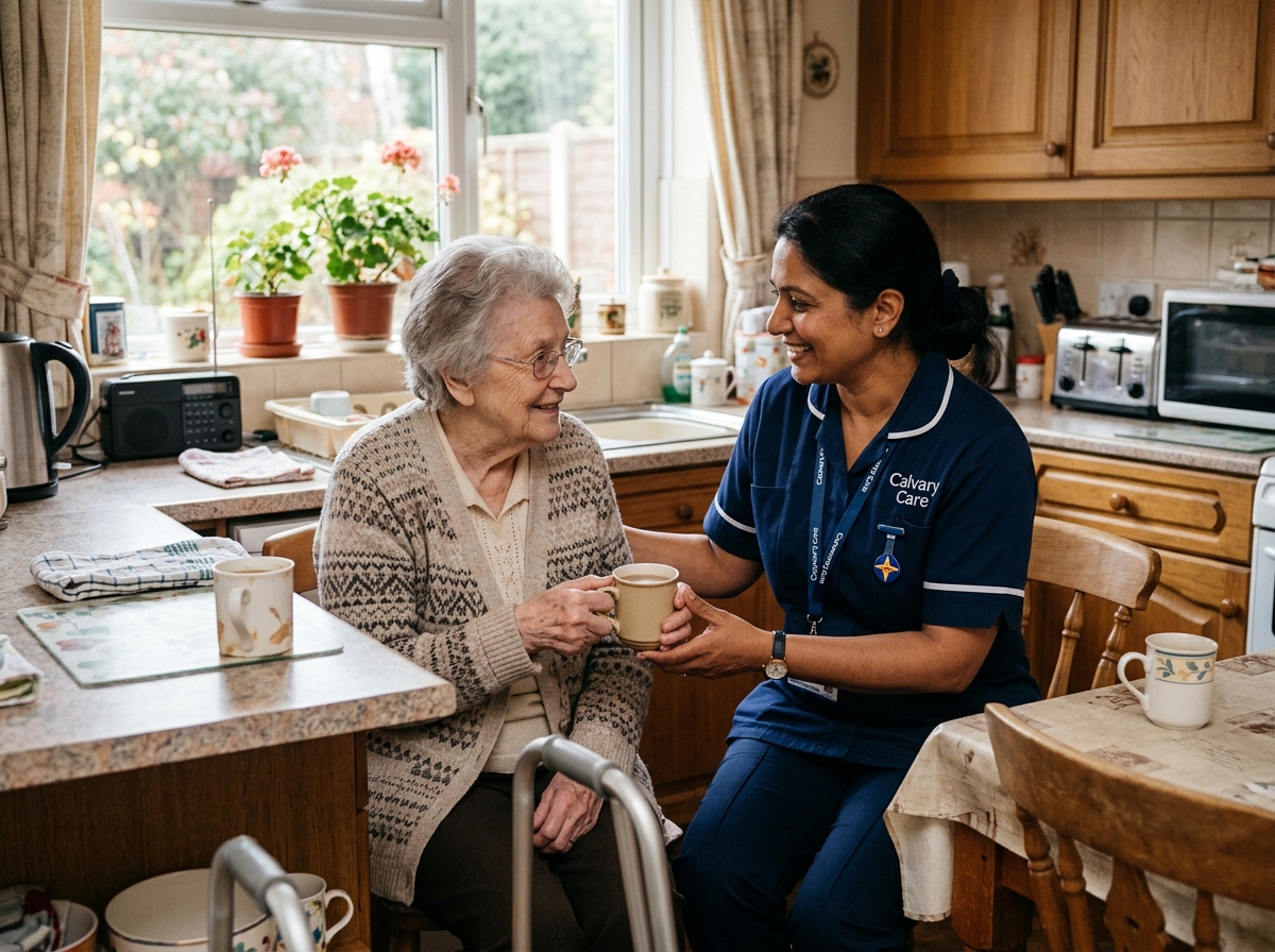 Calvary Care carer with elderly client